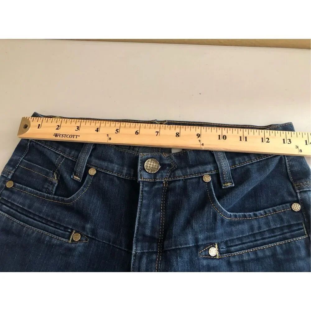 Bebe Flare Jeans Womens 28 Blue Stretch Denim High Waist USA - Picture 9 of 14